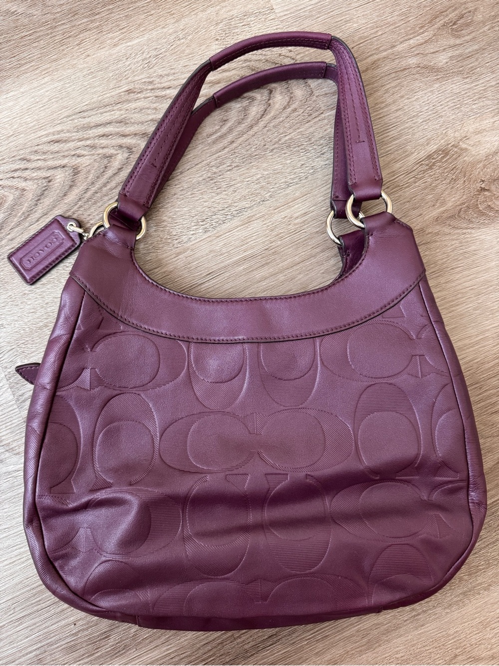 Coach Embossed Hobo Shoulder Logo Bag Purse Plum Purple G1276-F19457 - Picture 4 of 9